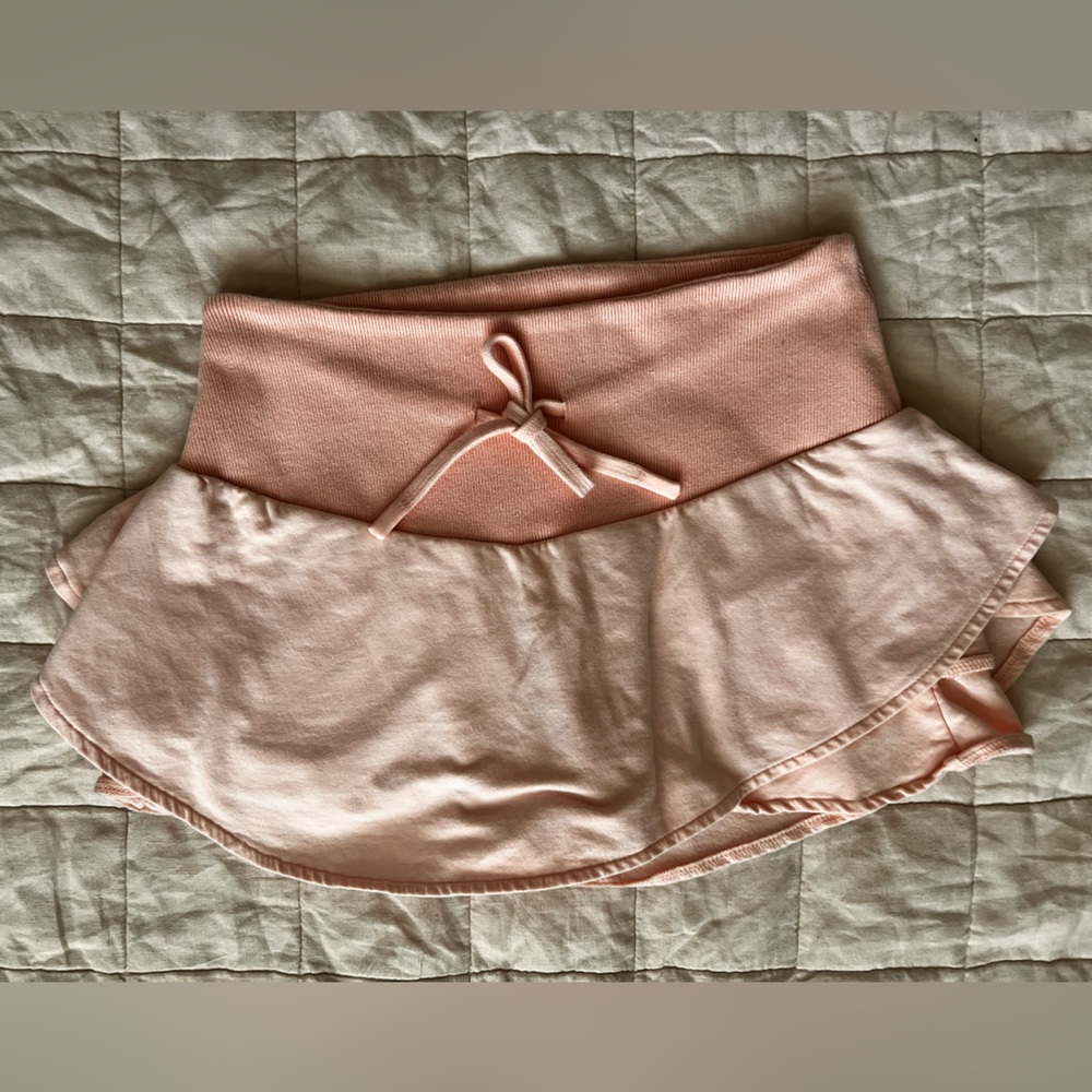 Elby Light Pink Ruffle Mini Athletic Cotton Modal Skort Balletcore Feminine - Sm